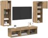 vidaXL TV-Wandgeräte 5 pcs Schwarz Eichen-Optik Holzwerkstoff 3402924 Bild 3
