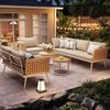 Merax Gartenlounge-Set L-förmiges Gartensofa-Set aus Eisen, (1-tlg, Outdoor Lounge Für Terrasse Und Balkon), 6-Sitzer Gartenmöbel mit 2 Couchtische, Sessel, Gartensofa Bild 2