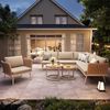Merax Gartenlounge-Set L-förmiges Gartensofa-Set aus Eisen, (1-tlg, Outdoor Lounge Für Terrasse Und Balkon), 6-Sitzer Gartenmöbel mit 2 Couchtische, Sessel, Gartensofa Bild 3