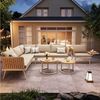Merax Gartenlounge-Set L-förmiges Gartensofa-Set aus Eisen, (1-tlg, Outdoor Lounge Für Terrasse Und Balkon), 6-Sitzer Gartenmöbel mit 2 Couchtische, Sessel, Gartensofa Bild 4