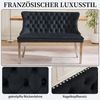 SeedWave Esszimmerstuhl Esszimmerbank Samt Polsterbank, Ziernieten & Verstellbaren Stahlfüßen, Französischer Luxusstil Sitzbank inkl. Rückenlehne mit Knopfheftung Bild 3