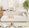 Polsterbett aus Samt mit 2 Schubladen, 90x200 cm, Beige, ohne Matratze Bild 2