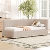 Polsterbett aus Samt mit 2 Schubladen, 90x200 cm, Beige, ohne Matratze Bild 5