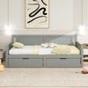 Massivholz Einzelbett 90x200 mit 2 Schubladen, Jugendbett Kinderbett Tagesbett Holzrahmen Stauraumbett platzsparendes Schlafsofa Bild 2