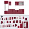 Küchenzeile R-Line Rot Hochglanz/Weiß 300 cm mit Hochschrank, ohne Arbeitsplatte Vicco Bild 5