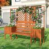 Merax Pflanzgefäß mit Spalier als Rankhilfe, Blumenkübel mit viel Platz, Blumenkasten Pflanzenkasten, Braun Massivholz Tanne, Pflanzkübel mit Spalier und Sitz für Garten Hof Terrasse, Dunkelbraun Bild 3