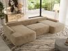 U-förmige Ecke, Ecksofa mit schlaffunktion und bettkasten, lose kissen, Wellenfeder, Big sofa XXL - CUBO U - Beige Plüsch Bild 4