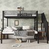 Etagenbett 90/120×200 cm mit Rausfallschutz und Eckleiter-Schrank, Schwarz, ohne Matratze Bild 2