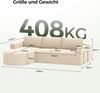 Patbrela Ecksofa Cord Schlafsofa L Form mit Abgerundeter Chaise Longue Bild 4