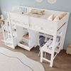 Flieks Hochbett Kinderbett 90x200cm Kleiderschrank Schreibtisch Regal Stauraumtreppe Bild 4