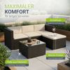 Juskys Polyrattan Lounge Punta Cana M schwarz inkl. Abdeckung – Gartenlounge Set für 3-4 Personen – Sitzgruppe mit Sofa, Tisch & Hocker - Sitzbezüge in Creme Bild 5