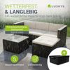 Juskys Polyrattan Lounge Punta Cana M schwarz inkl. Abdeckung – Gartenlounge Set für 3-4 Personen – Sitzgruppe mit Sofa, Tisch & Hocker - Sitzbezüge in Creme Bild 2