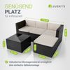 Juskys Polyrattan Lounge Punta Cana M schwarz inkl. Abdeckung – Gartenlounge Set für 3-4 Personen – Sitzgruppe mit Sofa, Tisch & Hocker - Sitzbezüge in Creme Bild 4