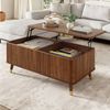 REDOM Couchtisch Modern Retro, Walnuss-Optik, Wellenstruktur 97 x 56,5 x 52 cm (Packung, 1-St, Höhenverstellbare Tischplatte, große Stauraum), Holzbeine, multifunktionaler Wohnzimmertisch Bild 4