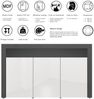 Vladon Sideboard Valencia, Kommode mit 3 Türen und 1 offenem Fach, Schwarz matt/Grau Hochglanz/Schwarz Hochglanz (155 x 92 x 40 cm) Bild 3