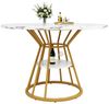 Flieks Esstisch runder Tisch mit Ablagen Marmoroptik (100x76 cm, 1-St, 1 Tisch), Küchentisch mit Stauraum, Metallbeine mit verstellbaren Fußstützen Bild 4