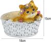 Verspielte LED Deko Solarleuchte Katze und Blumen im Korb, Höhe 15cm Bild 3