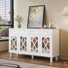 Sideboard mit vier Spiegeltüren, Schubladenschrank mit Schubladen, verstellbaren Einlegeböden und Kristallgriffen Bild 5