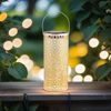 Marrakesch Orient & Mediterran Interior LED Solarleuchte Orientalische Solarlaterne Noum handgefertigt aus Metall in Weiß 30 cm, LED fest integriert, Handarbeit Bild 3