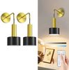 POPOLIC LED Wandleuchte NachttischLampe Wand-Leselampe, schwarz-goldene kabellose Wandleuchte, Wiederaufladbar, dimmbare Innenbeleuchtung, moderne LED-Wandleuchten für Schlafzimmer Bild 4