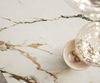 Esstisch Edge 200-300x100 Keramik Calacatta Luxe Weiß-Gold-Grau Kreuzgestell Rechteck Edelstahl ausziehbar Bild 3