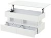 KLAM HOME Couchtisch Multifunktionaler Couchtisch mit Hubmechanismus (Moderner Sofatisch mit LED-Beleuchtung und Stauraum), Eleganter Beistelltisch in Hochglanzweiß mit Glasplatte Bild 2