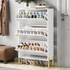Moderner minimalistischer Schuhschrank ,Drei Türen ,Großes Fassungsvermögen , Goldene Schrankfüße , Stilvoll und praktisch , Geeignet für den Eingangsbereich oder das Foyer. Bild 4