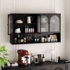 Wandmontierter 120 cm Vier-Türen Glas-Wandschrank aus Eisen in Schwarz,Platzsparendes Design Bild 3