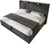 Polsterbett 180×200 cm aus Leinen-Stoff mit LED-Beleuchtung und USB-C-Anschluss, grau Bild 4