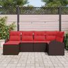 vidaXL Sofa Set mit Kissen 6 pcs Braun und Rot Poly-Rattan 3354783 Bild 3