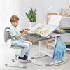 Kinder Schreibtisch Stuhl Set Höhenverstellbar Grau Multifunktional mit Lampe Bild 2