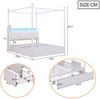 Merax Doppelbett, Jugendbett, 140 x 190cm, mit Stauraum, mit abnehmbaren Bettpfosten mit LED-Beleuchtung und USB/Type-C Ladeanschlüssen sowie drei Schubladen, Weiß Bild 4