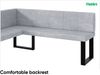 MEBLINI Eckbank für Esszimmer mit ausziehbarem Tisch - Küchenbank - Essecke - Sitzecke Küche - PETER - U-Beine 128x168x87cm Links - Hellgrau Samt/M Schwarz Hochgl. Bild 5