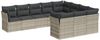 vidaXL 10-tlg. Garten-Sofagarnitur mit Kissen Hellgrau Poly Rattan 3250061 Bild 2