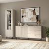 Lomadox Wohnzimmer-Set SALOU-131, (Mega-Spar-Set, 2-St, Vitrine Sideboard), in Kaschmir matt mit Rilenfront, modern, Knopfgriffe Bild 5