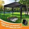 KESSER® Pavillon 3x3m | wasserdicht | inkl. Tragetasche mit Rollen| Pop-Up Klicksystem | UV-Schutz 50+ | Faltpavillon | Gartenzelt | Partyzelt | Metall-Verstrebungen Schwarz / Schwarz Bild 3