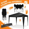 KESSER® Pavillon 3x3m | wasserdicht | inkl. Tragetasche mit Rollen| Pop-Up Klicksystem | UV-Schutz 50+ | Faltpavillon | Gartenzelt | Partyzelt | Metall-Verstrebungen Schwarz / Schwarz Bild 4
