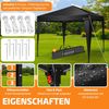 KESSER® Pavillon 3x3m | wasserdicht | inkl. Tragetasche mit Rollen| Pop-Up Klicksystem | UV-Schutz 50+ | Faltpavillon | Gartenzelt | Partyzelt | Metall-Verstrebungen Schwarz / Schwarz Bild 2