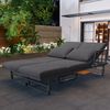 Merax Gartenmöbel-Set, 3-teiliges Set mit 2 Sofas, 1 Tisch, verstellbarer Rückenlehne & Tisch, Akazienholz, inklusive Kissen, grau Bild 2