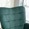 Schaukelsessel Tufting Kord Rückenlehne Schaukelfunktion Stahlrahmen Buchenholzsockel 120 kg Tragkraft,Dunkelgrün Bild 5