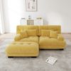Ecksofa aus Chenille mit Ottomane & Kissen, gelb Bild 3
