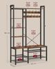Vasagle Garderobenständer mit Schuhbank, Garderobe, 5 Regalebenen aus Spanplatten, 9 Dreifach-Haken, 6 seitliche Haken, 40 x 120 x 190 cm, vintagebraun-tintenschwarz 426B01 von Songmics Bild 4