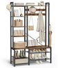 Vasagle Garderobenständer mit Schuhbank, Garderobe, 5 Regalebenen aus Spanplatten, 9 Dreifach-Haken, 6 seitliche Haken, 40 x 120 x 190 cm, vintagebraun-tintenschwarz 426B01 von Songmics Bild 3