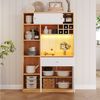 Merax Küchenbuffet mit LED- Beleuchtung, Küchenschrank Buffetschrank Kommode (1-St, B115 × T35 × H180 cm) Hochschrank Sideboard mit Schublade, 3 Türen und offenen Regalen Bild 3