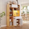 Merax Küchenbuffet mit LED- Beleuchtung, Küchenschrank Buffetschrank Kommode (1-St, B115 × T35 × H180 cm) Hochschrank Sideboard mit Schublade, 3 Türen und offenen Regalen Bild 5