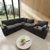 Ecksofa 227x202x83 cm in Grau mit Chenille, Mittelkonsole, USB- und USB-C-Anschlüssen, Stauraum und 2 Kissen Bild 4