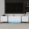 TV-Schrank, Lowboard mit Hochglanz, Schwarze Tischbeine, Schubladen und Türen, MDF, Weiß + Schwarz Bild 4