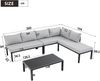 Merax 6-Sitzer Gartenmöbel-Set, Garten-Loungesessel-Set mit verzinktem Eisenrahmen, verstellbare Beine, abnehmbare Rückenlehne, grau Bild 4