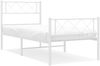 vidaXL Bettgestell mit Kopf- und Fußteil, Metall, Weiß, 107x203 cm Bild 2