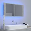 vidaXL LED-Bad-Spiegelschrank Betongrau 90x12x45 cm Acryl 804976 Bild 3